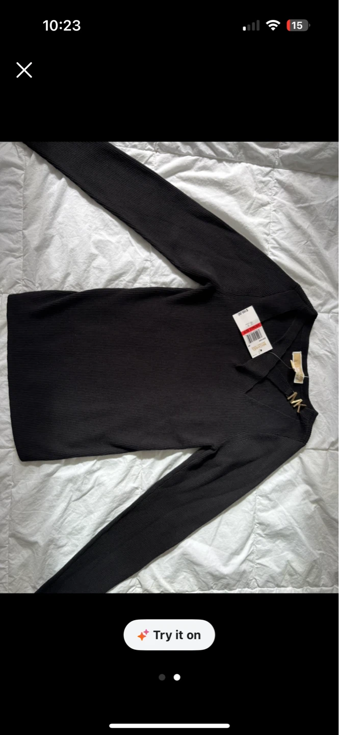 Michael Kors Black Ribbed V-Neck Sweater - photo 5