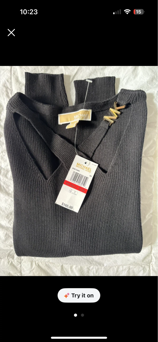 Michael Kors Black Ribbed V-Neck Sweater - photo 3