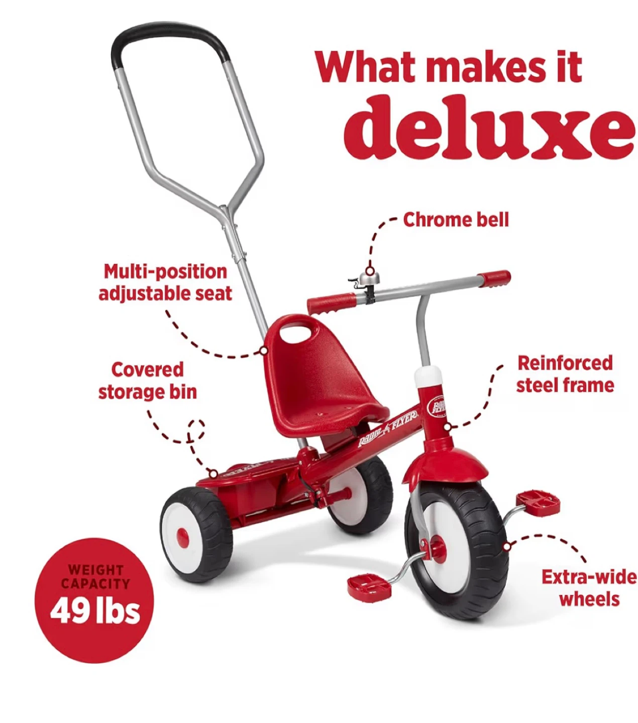 Radio Flyer Red Tricycle with Handle