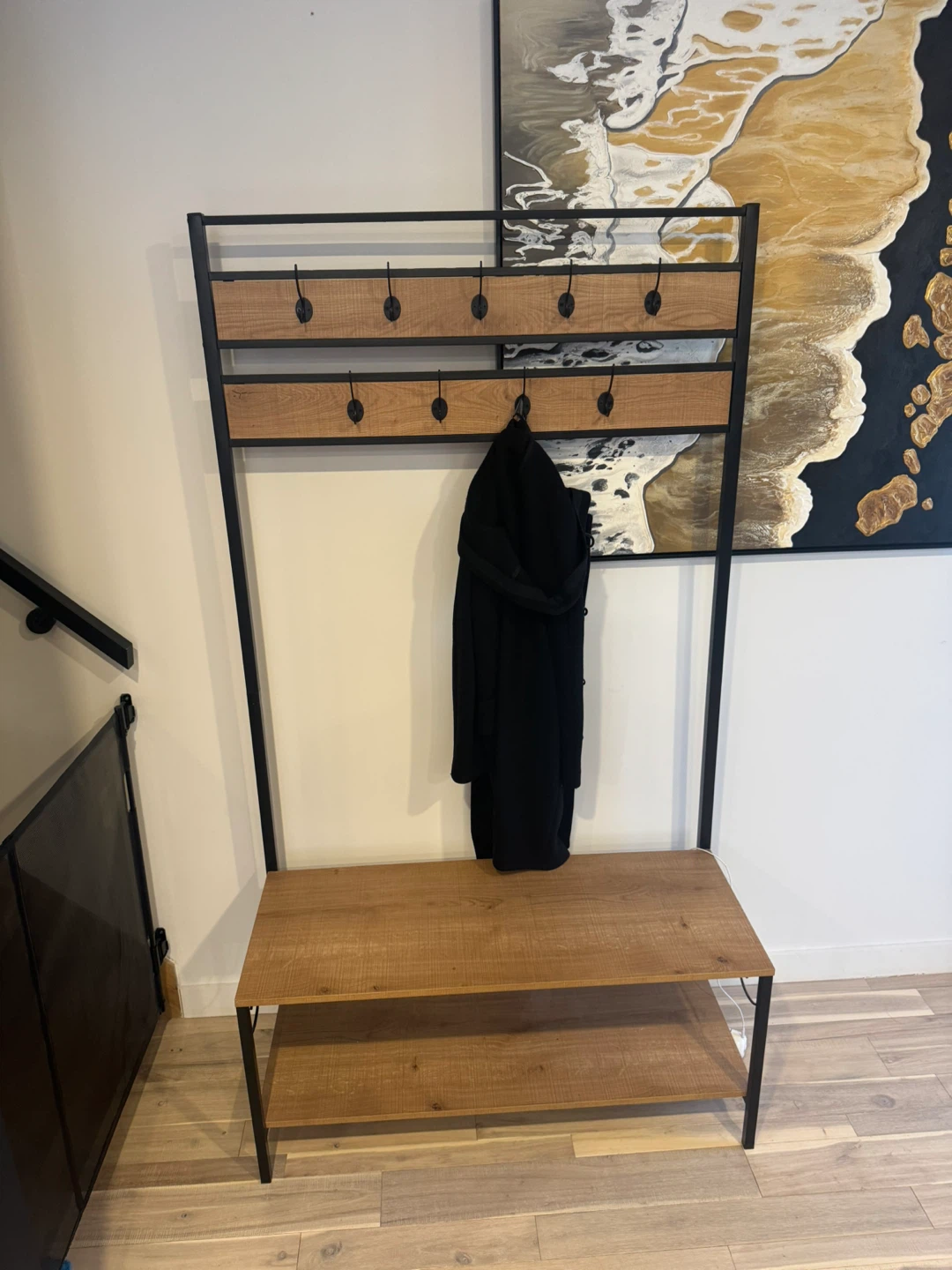 Hall Tree Coat Rack with Bench