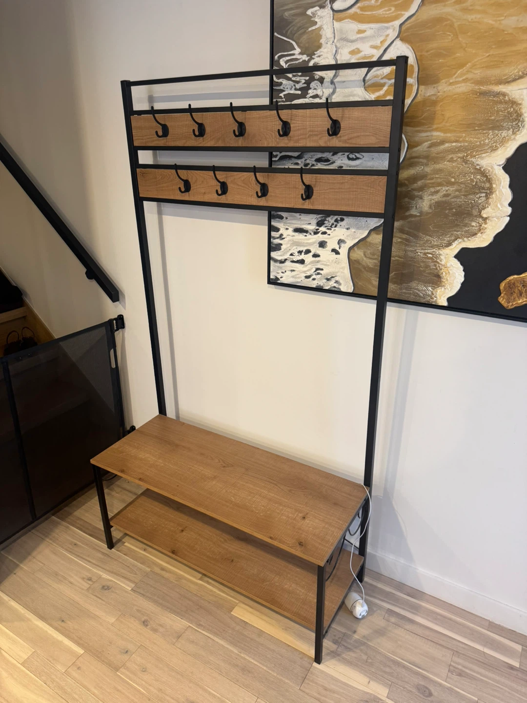 Hall Tree Coat Rack with Bench - photo 2