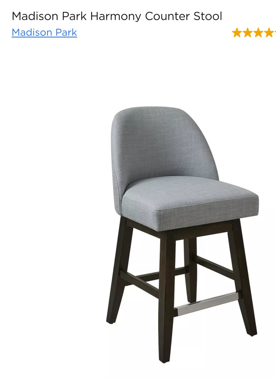 Madison park: Light Gray Upholstered Bar Stools (Set of 3)