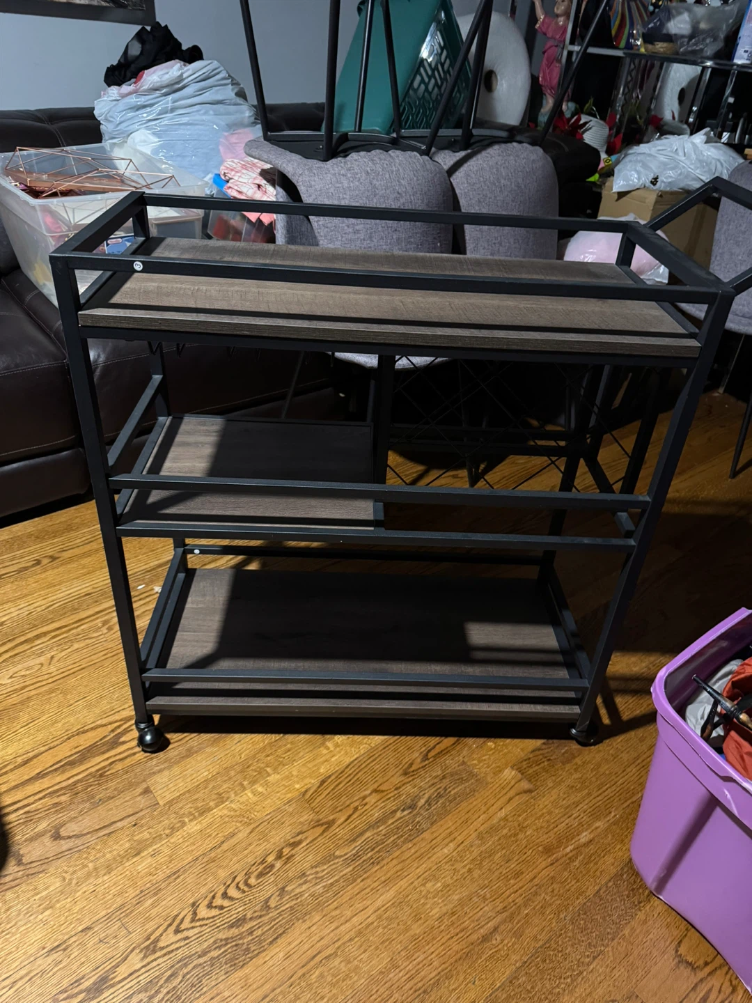 3-Tier Metal Rolling Bar Cart