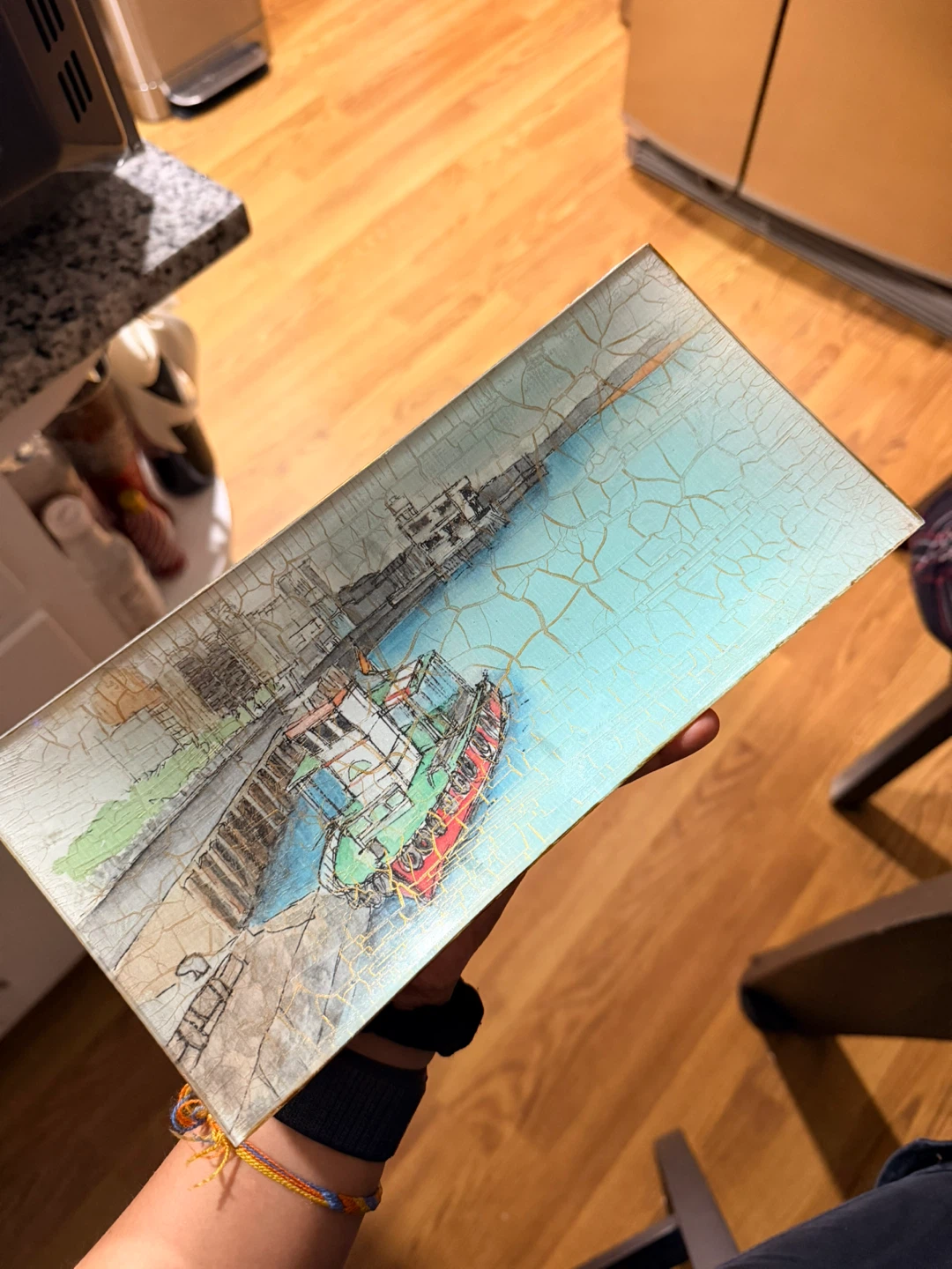Decorative Tray with Boat Scene
