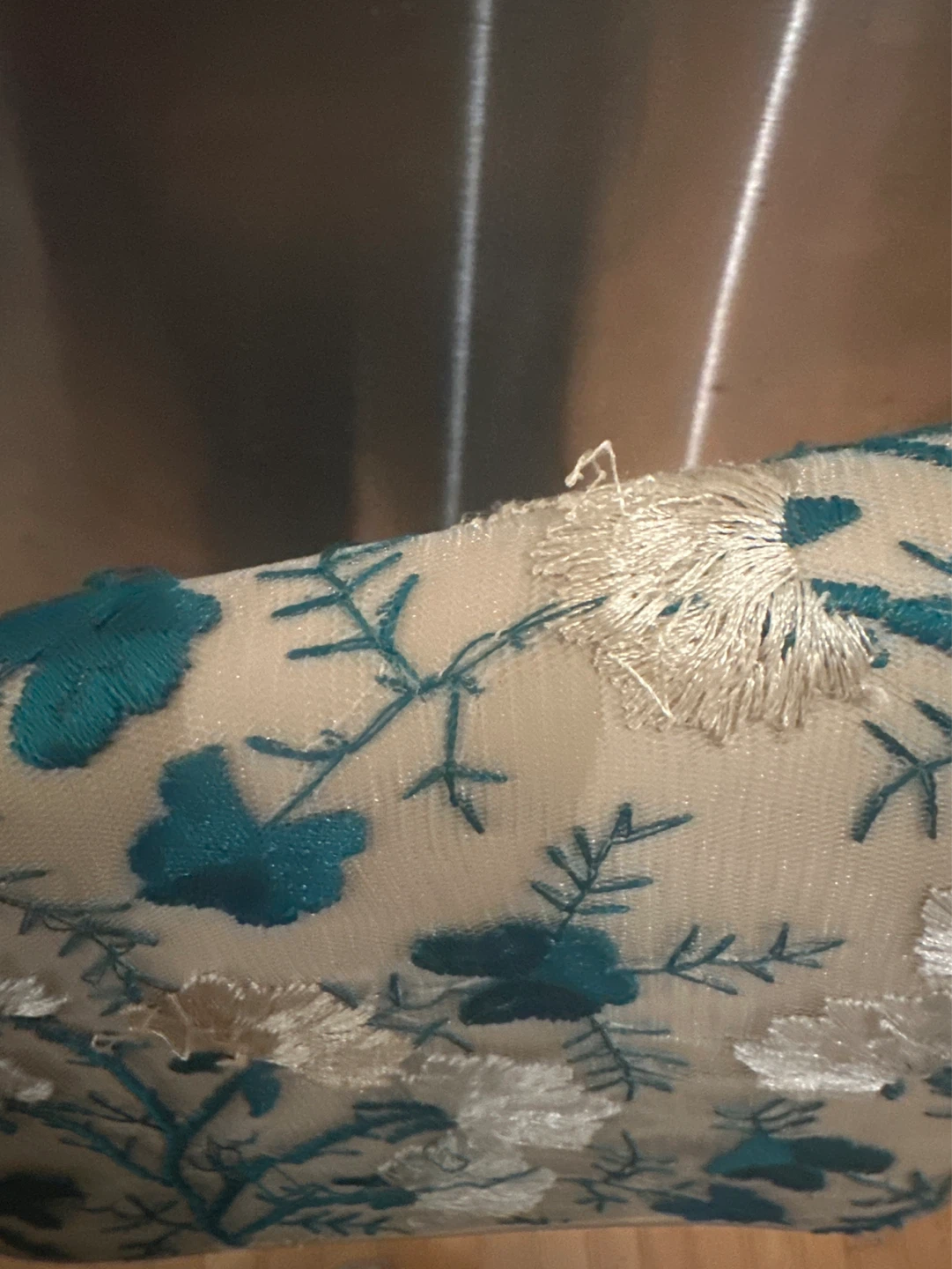 Beige Embroidered Clutch Purse with Chain Strap - photo 4
