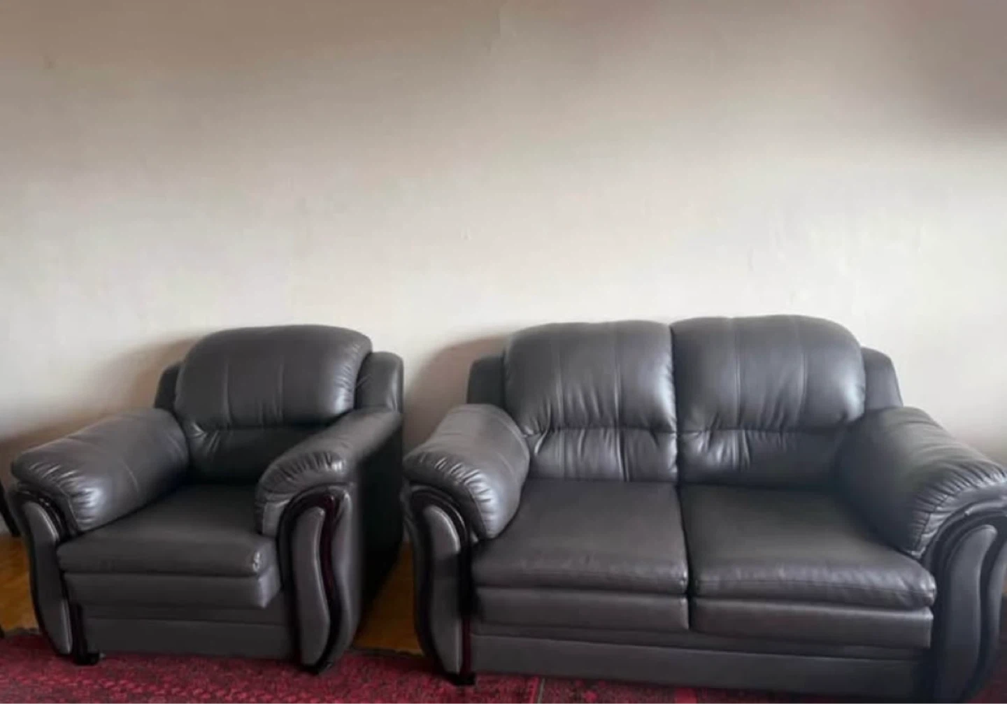 Classic 3-Piece Leather-Look with Sofa Set - Espresso Brown - photo 3