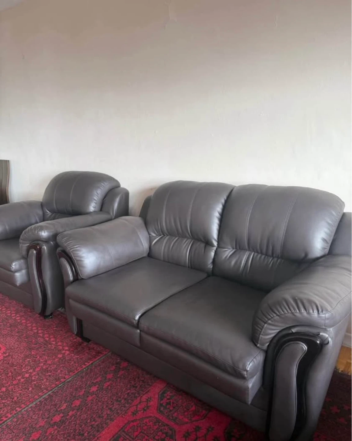 Classic 3-Piece Leather-Look with Sofa Set - Espresso Brown - photo 2
