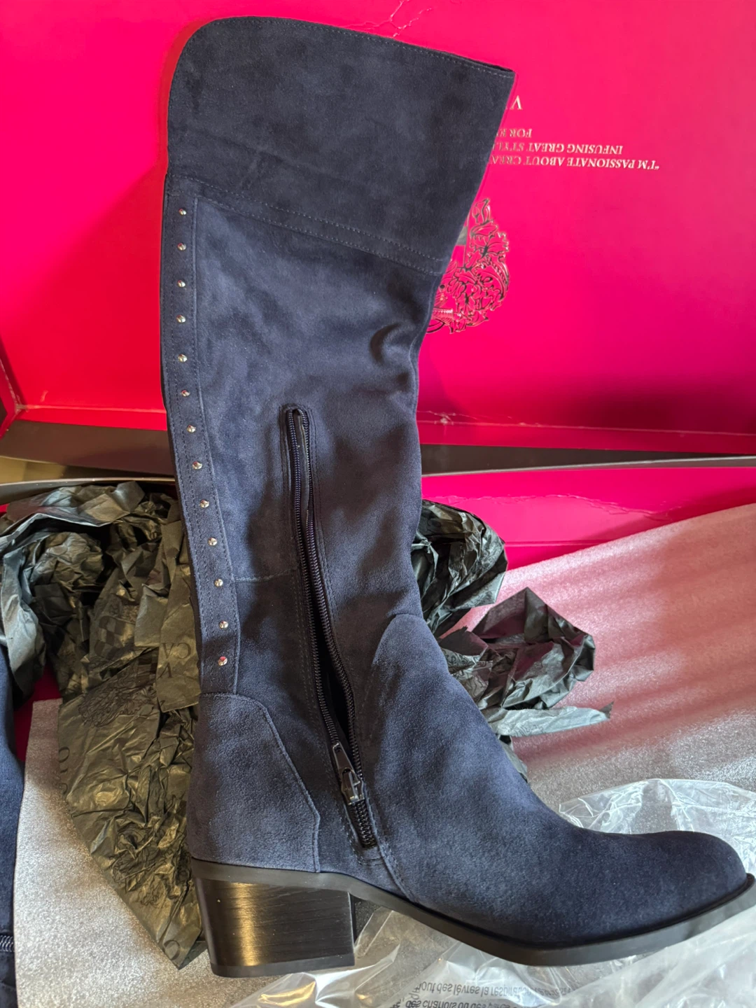 Vince Camuto VC-BRIELLA Dark Navy Suede Knee-High Boots