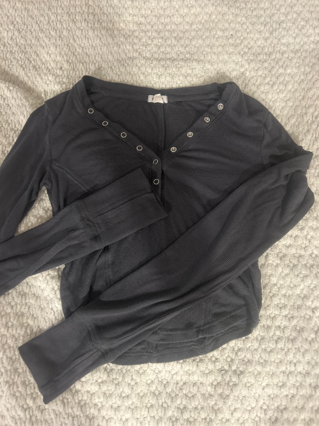 Grey Henley Long Sleeve Shirt