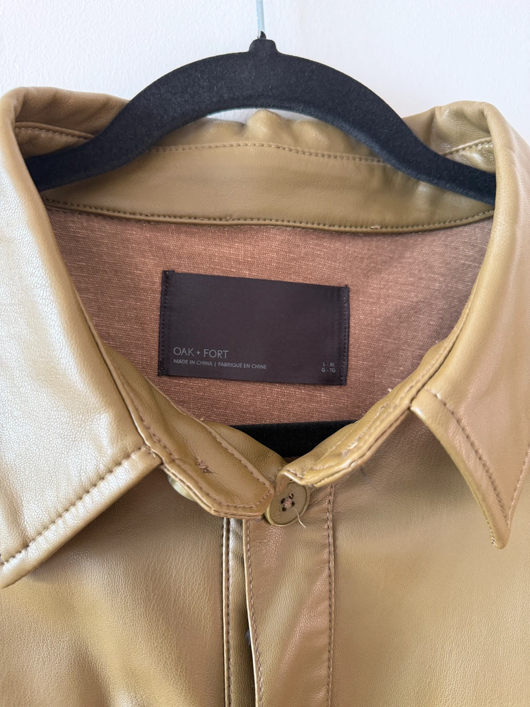 Oak + Fort VEGAN LEATHER SHIRT JACKET - Olive - photo 2