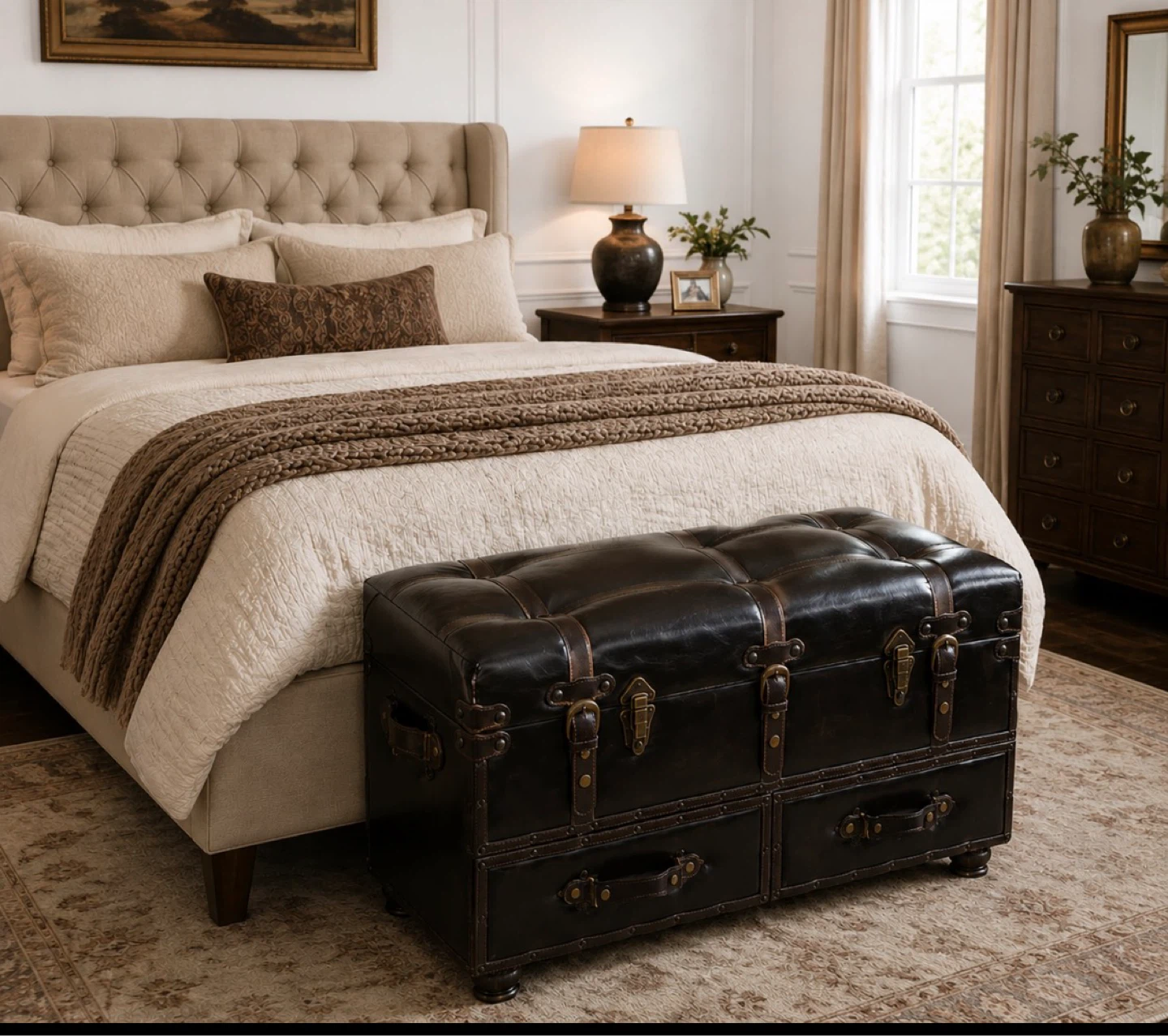New Storage Chest Trunk Ottoman Coffee Table - photo 2