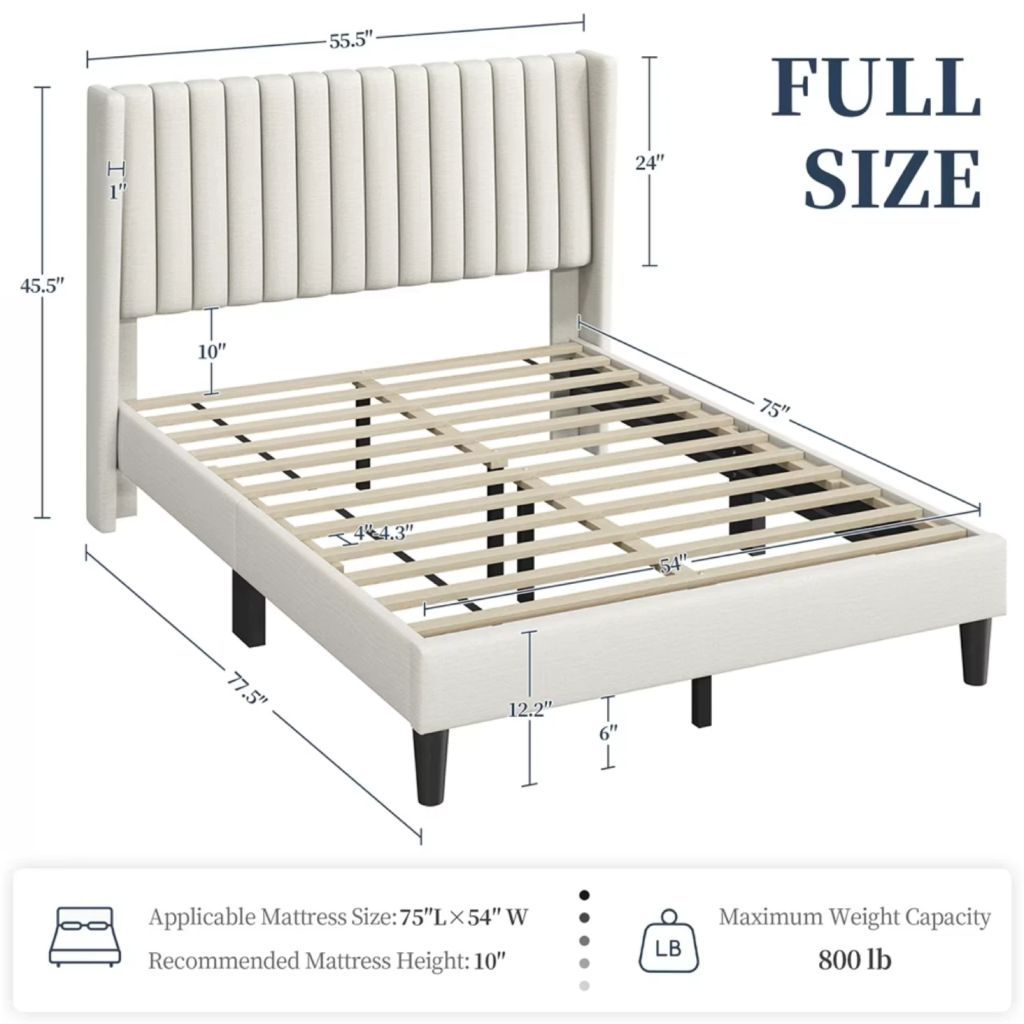 Full Size Upholstered Platform Bed Frame - photo 2