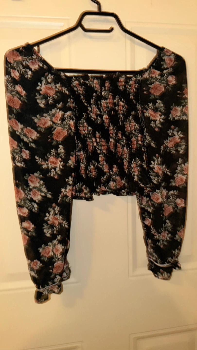 floral print long sleeve crop top. Size M - photo 2