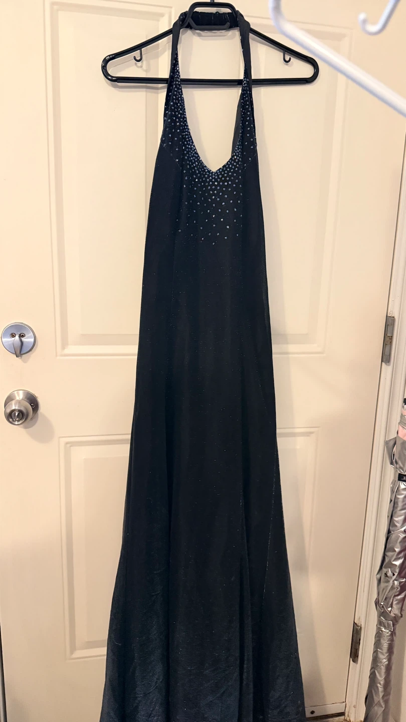Black Halter Dress with Rhinestone Accents Size M
