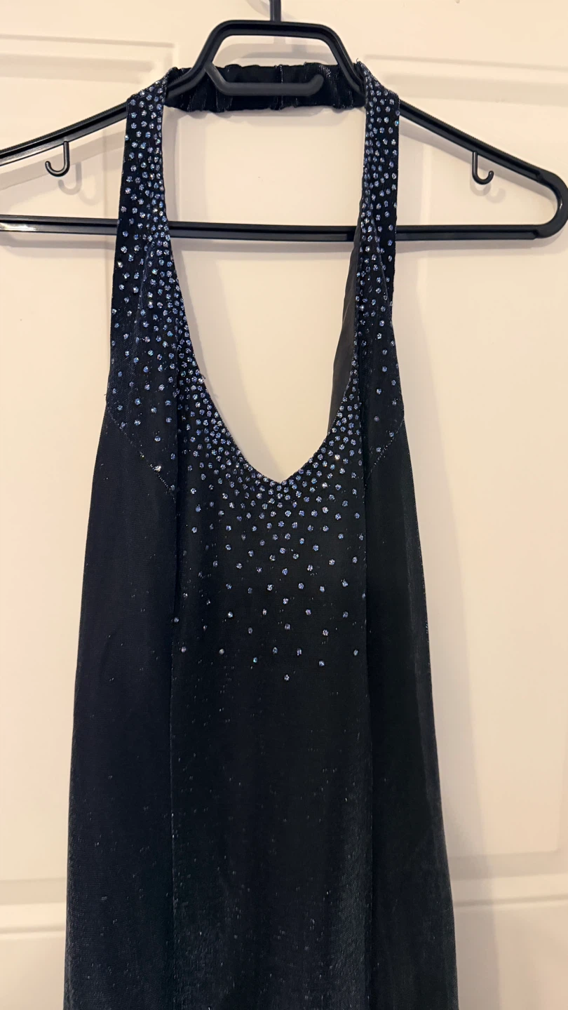Black Halter Dress with Rhinestone Accents Size M - photo 4