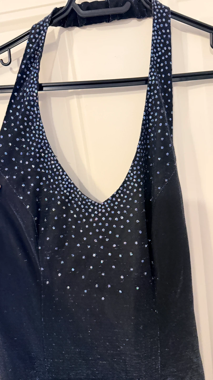 Black Halter Dress with Rhinestone Accents Size M - photo 3