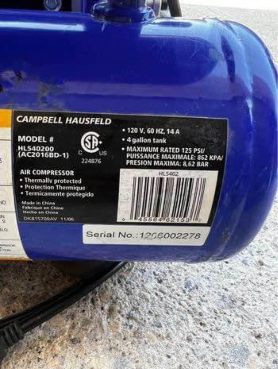 Campbell Hausfeld Air Compressor - photo 2