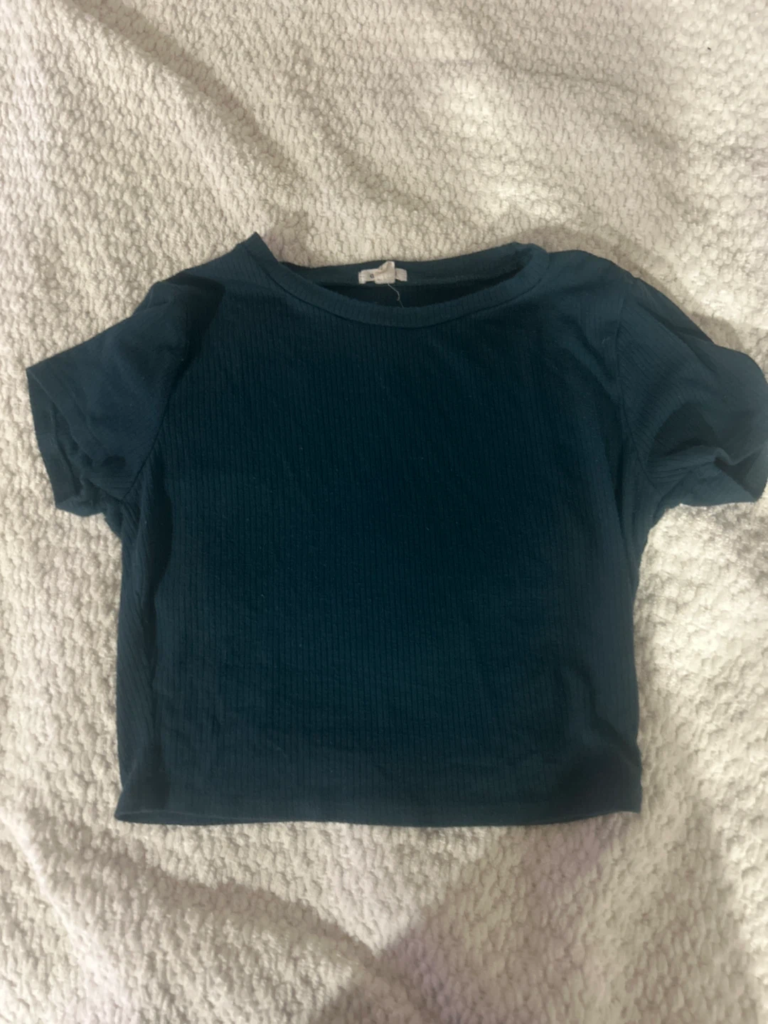 Teal Ribbed Crop Top