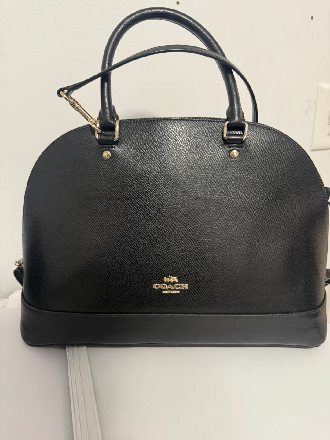 COACH Black Leather Dome Satchel Bag