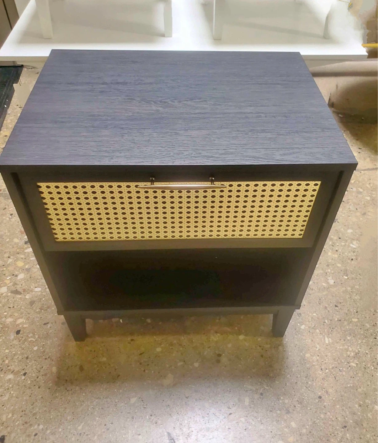 New Boho Black Rattan Nightstand With Storage Cubby - photo 5