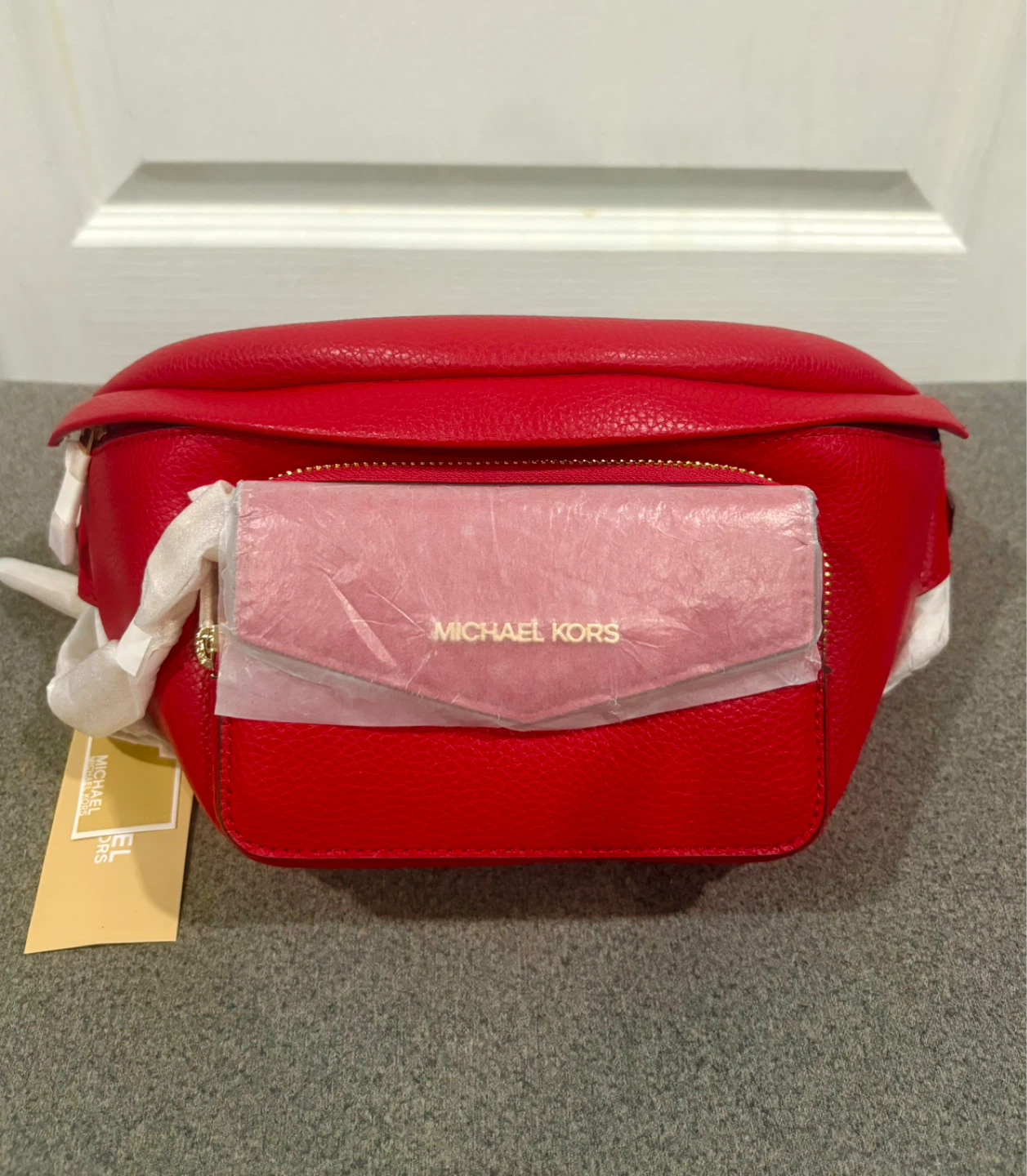 Michael Kors Maisie Fanny Pack Belt Bag Red Leather