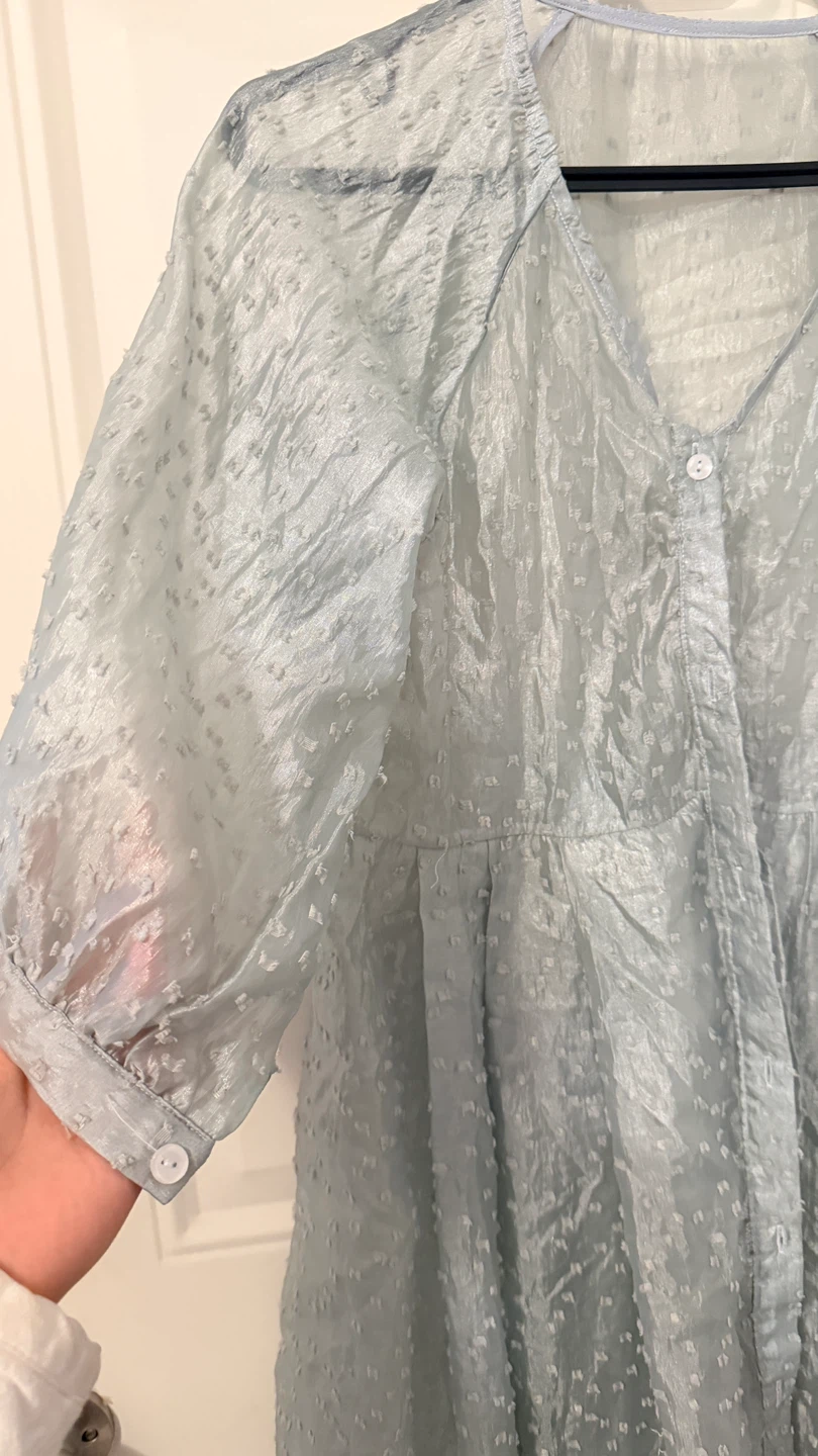 Light green Textured Button-Up Dress Size M - photo 2