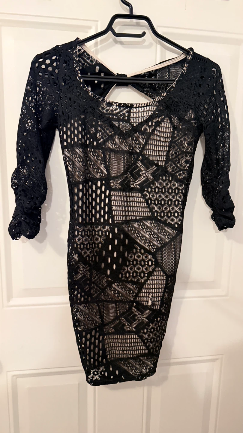 Black Crochet Lace Dress. SizeS