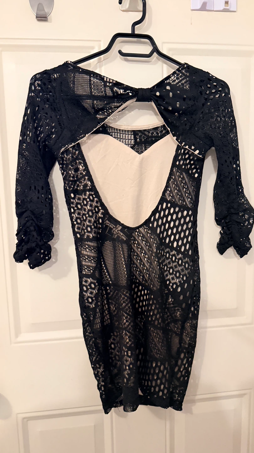 Black Crochet Lace Dress. SizeS - photo 2