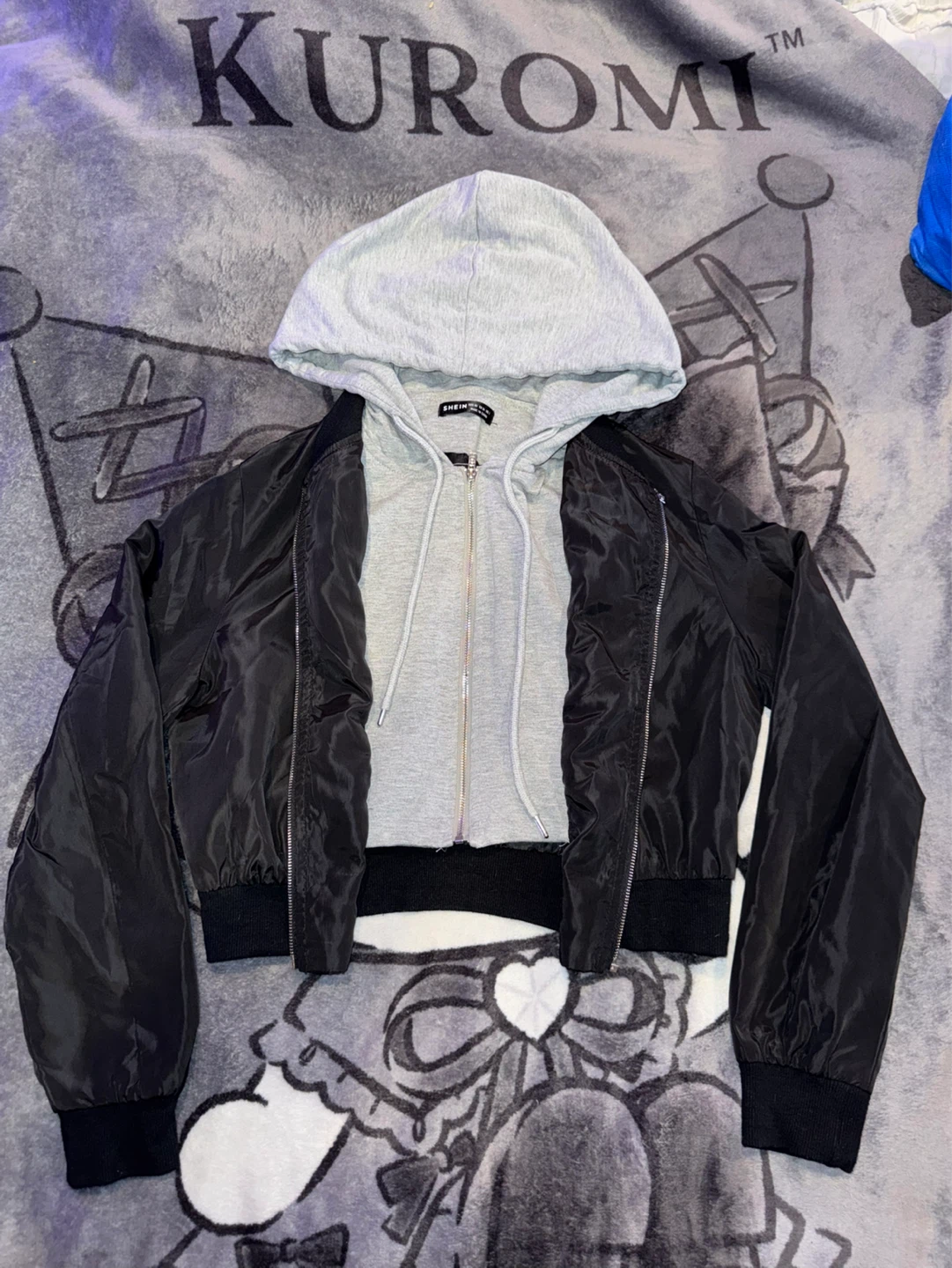 Black Bomber Jacket with Grey Hoodie - photo 4