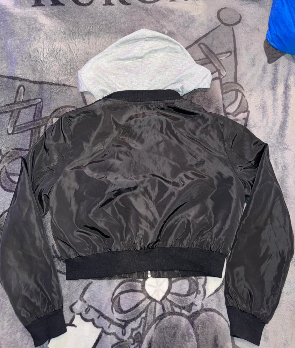 Black Bomber Jacket with Grey Hoodie - photo 5