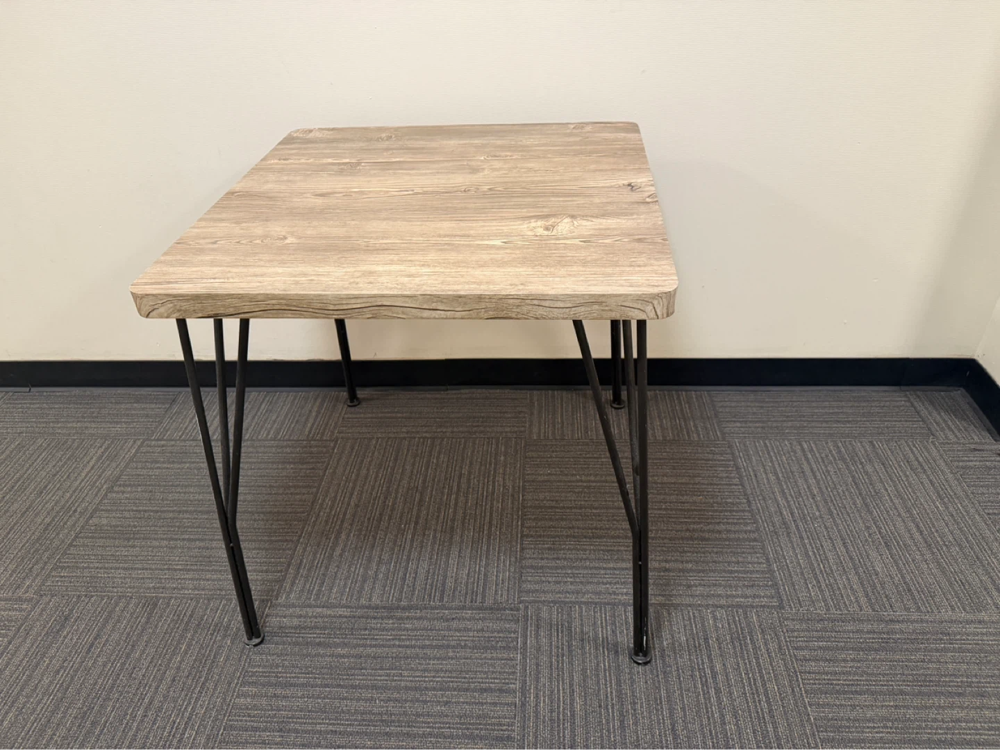 Imitation Wood Grain Dining Table with Black Metal Legs
