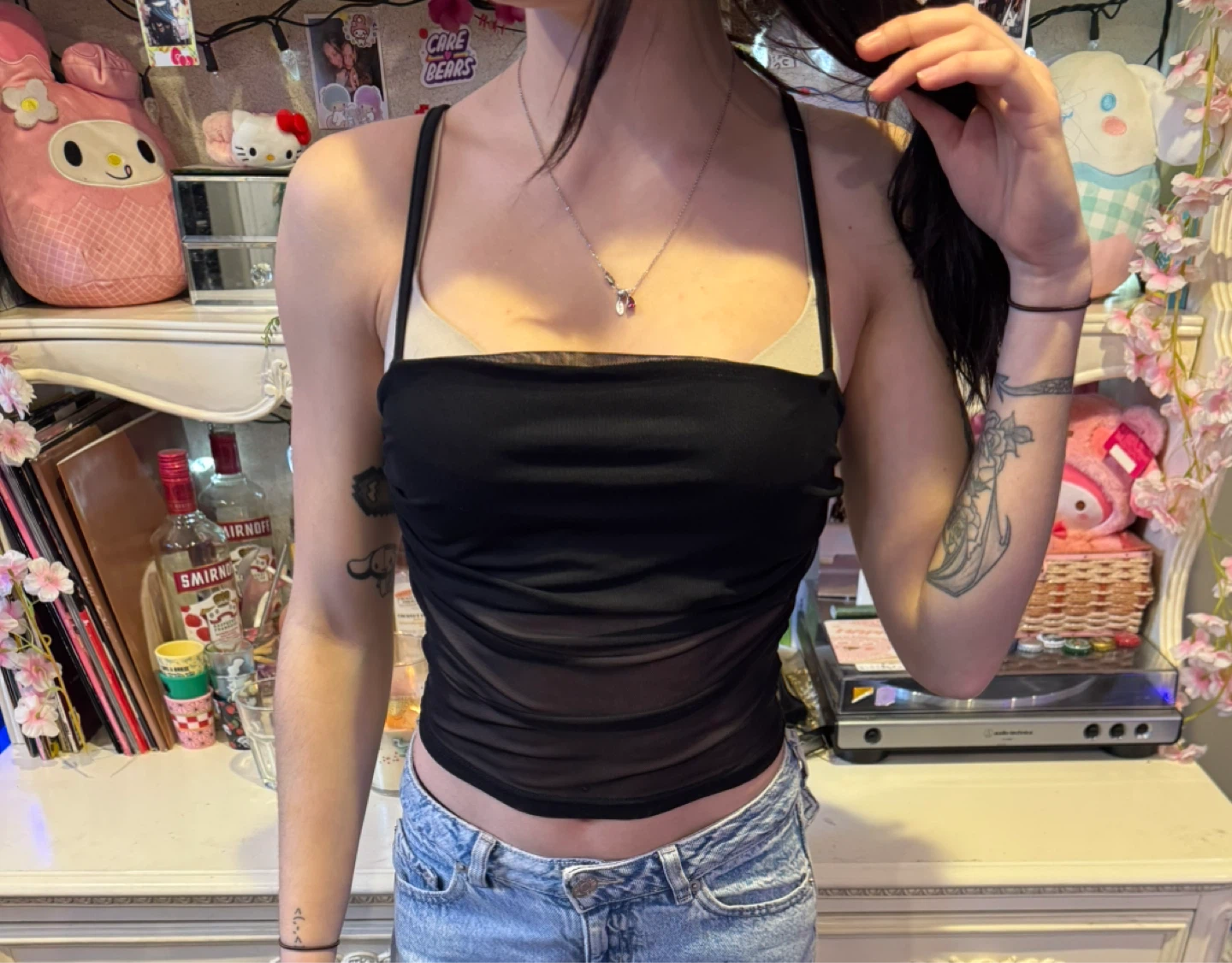 Black Sheer Cropped Top