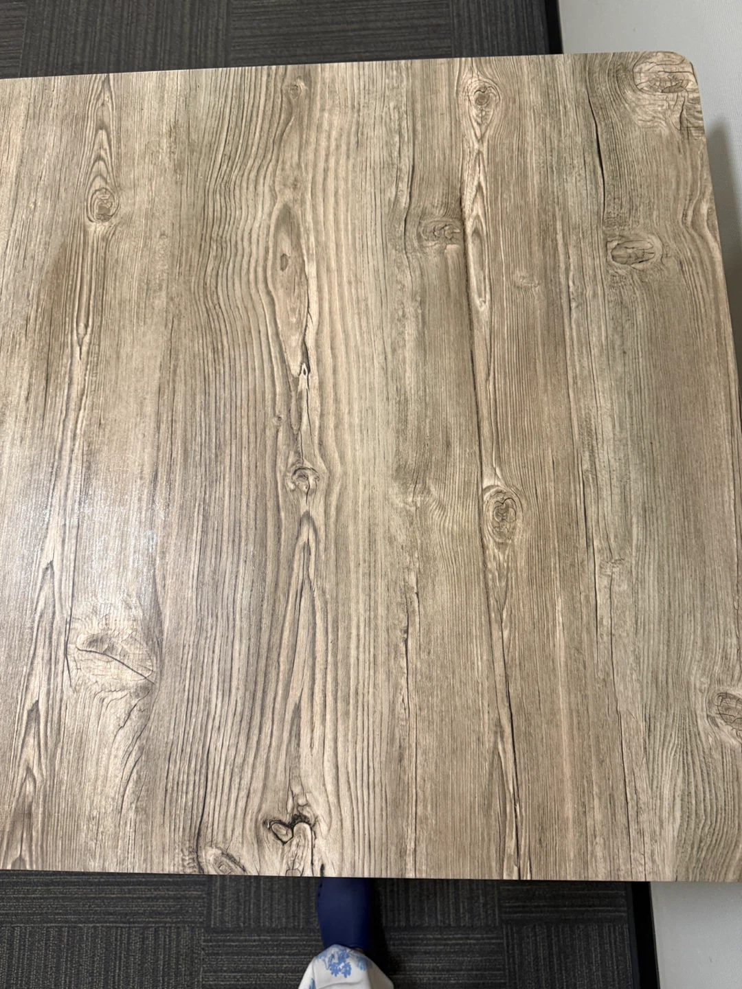 Imitation Wood Grain Dining Table with Black Metal Legs - photo 2