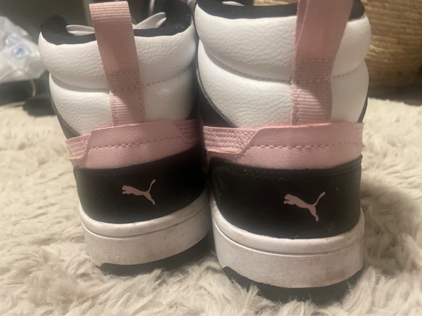 Puma High-Top Sneakers Size 7 - White, Black & Pink - photo 3