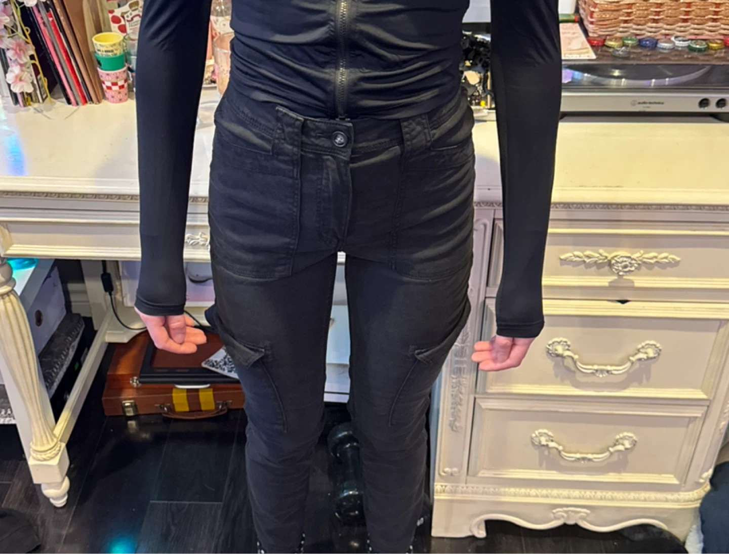Black Tight Cargo Pants - photo 3
