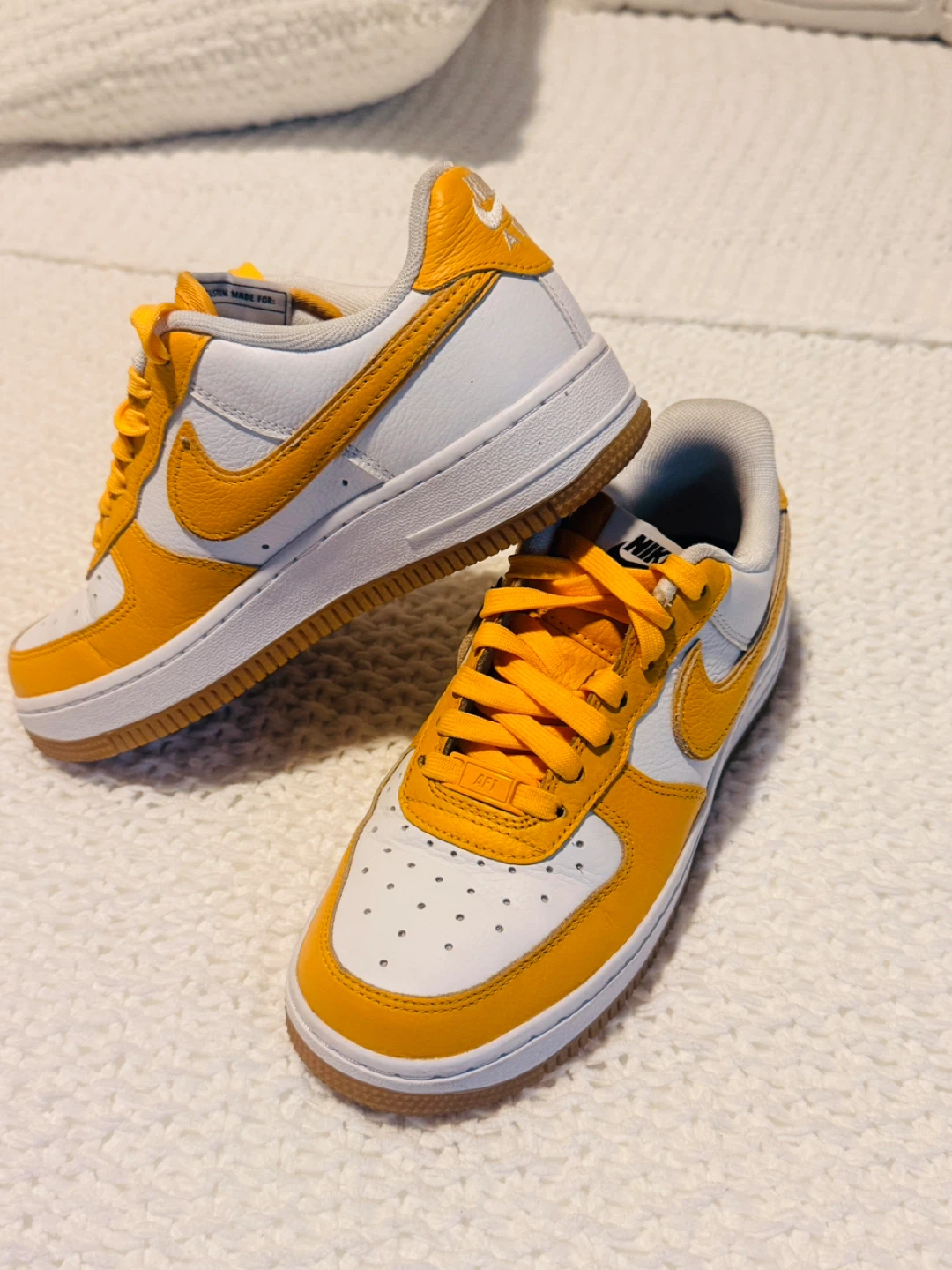 Nike Air Force Yellow White Sneakers - photo 3