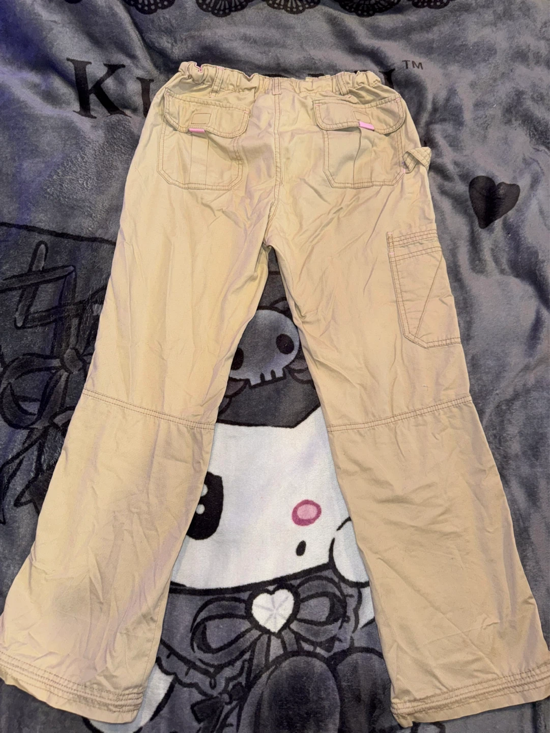 Khaki Cargo Pants with Pink Drawstring - photo 2