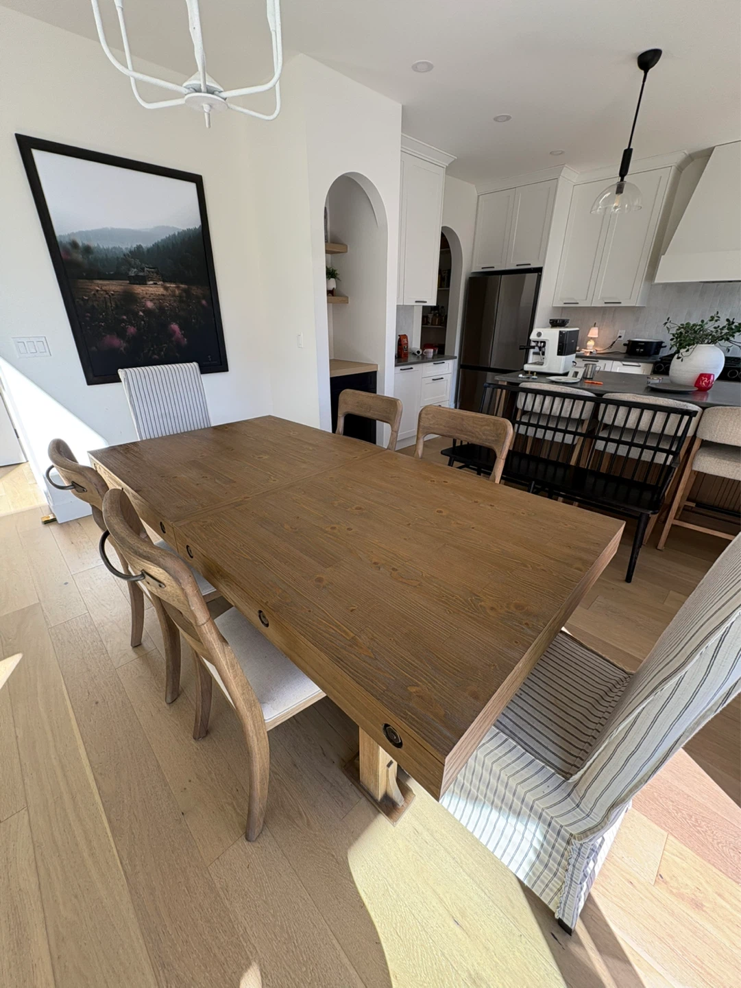Wooden Dining Table with Extension Leaves