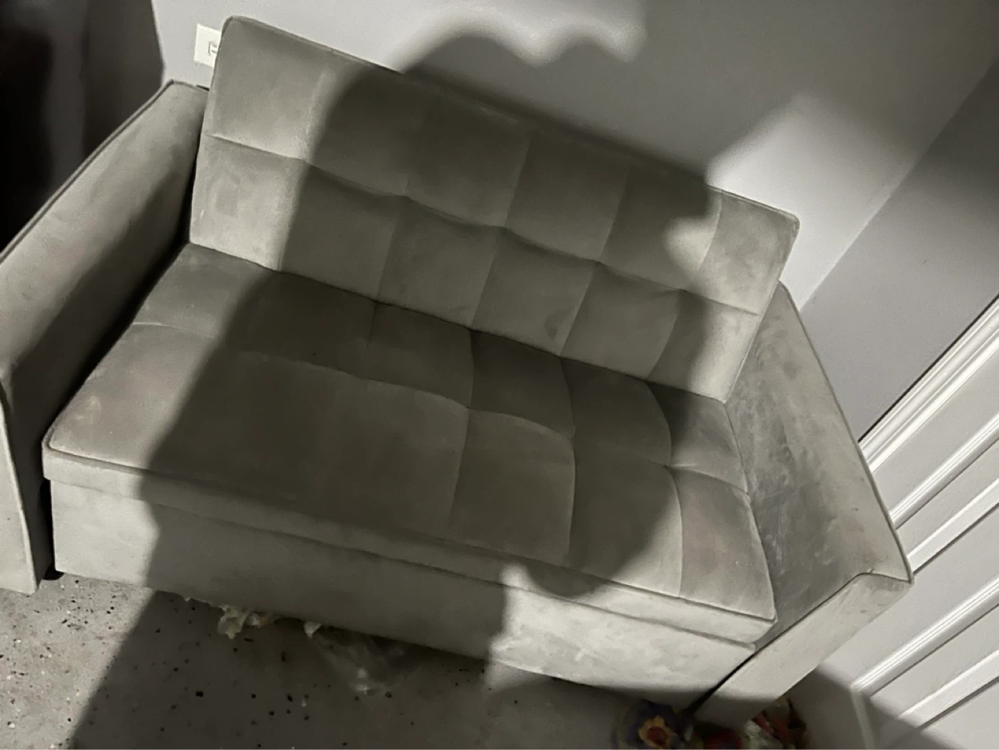 Grey Tufted Loveseat Sofa Bed - photo 4