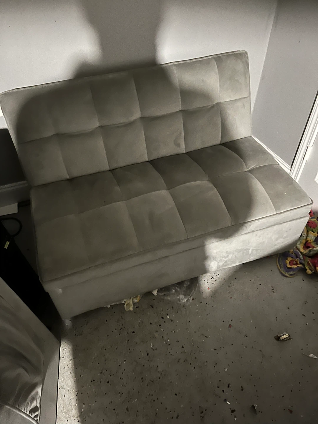 Grey Tufted Loveseat Sofa Bed - photo 2