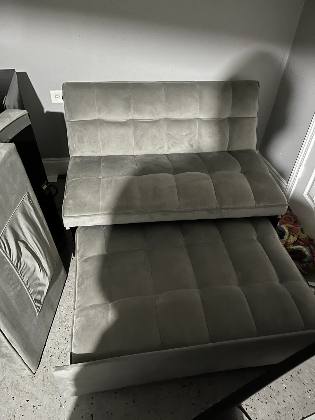 Grey Tufted Loveseat Sofa Bed