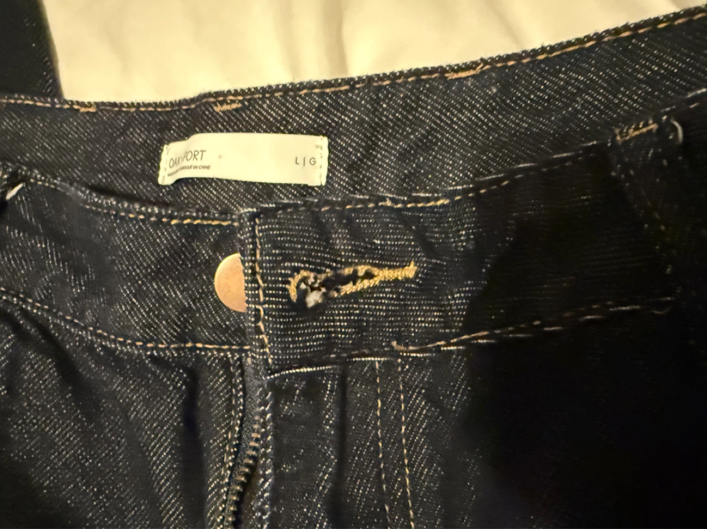 Oak + Fort Wide Leg Jeans - Dark Wash - Size L - photo 2