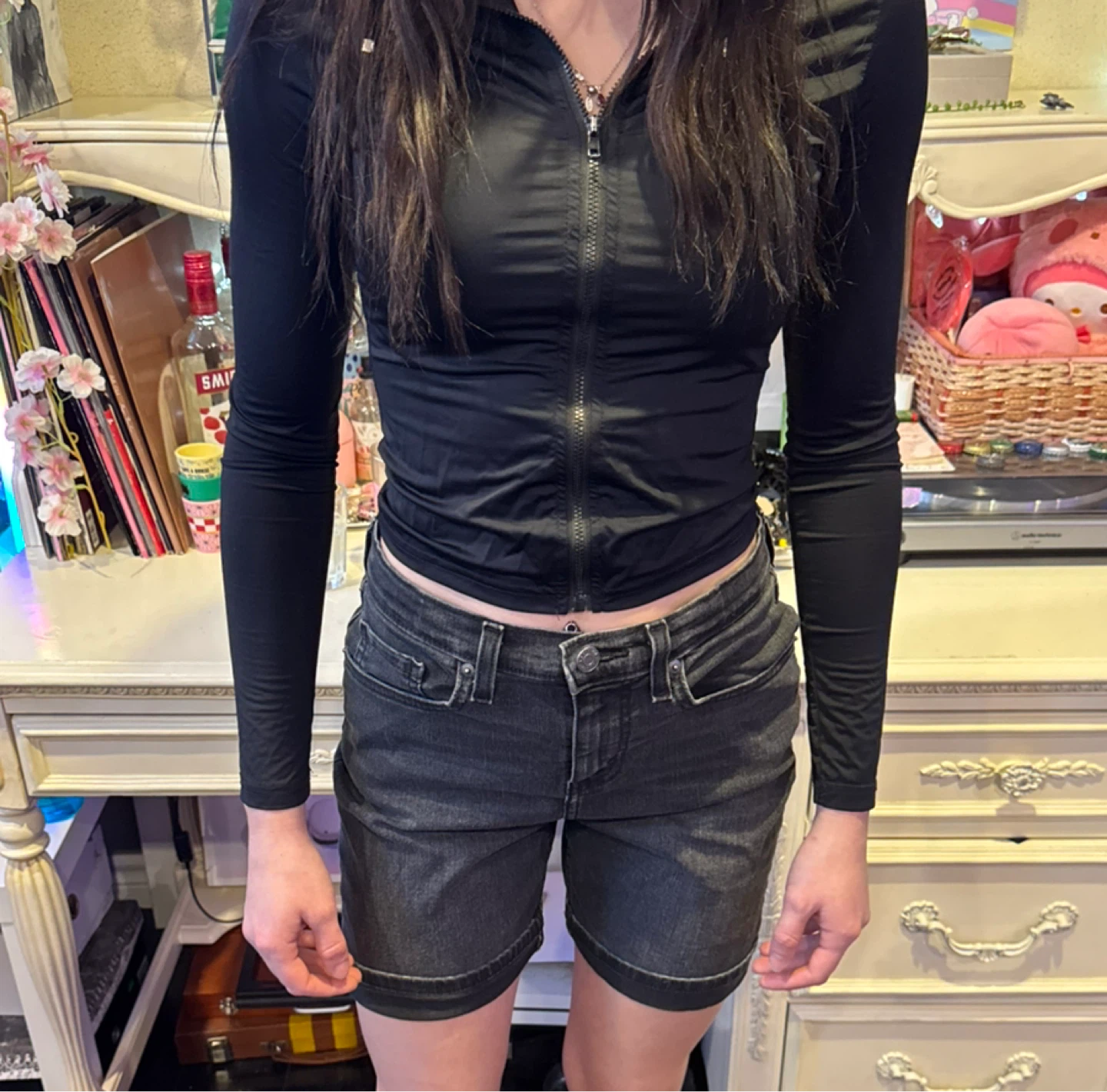 Grey Denim Shorts - photo 3