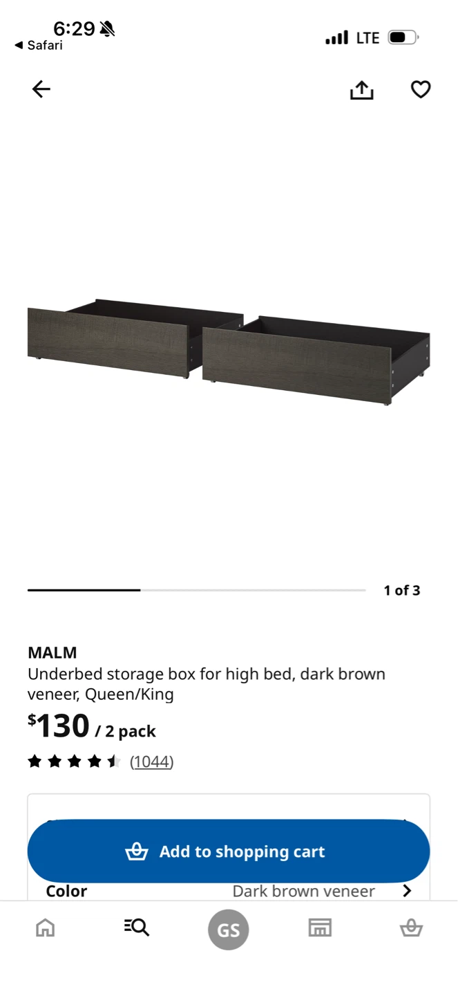 IKEA MALM Underbed Storage Boxes (Dark Brown Veneer)