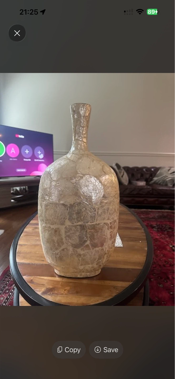 Large Mother of Pearl Mosaic Vase (53 x 25 cm) - $30
