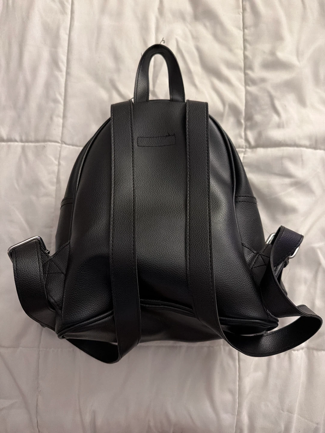 Black Faux Leather Mini Backpack - photo 2