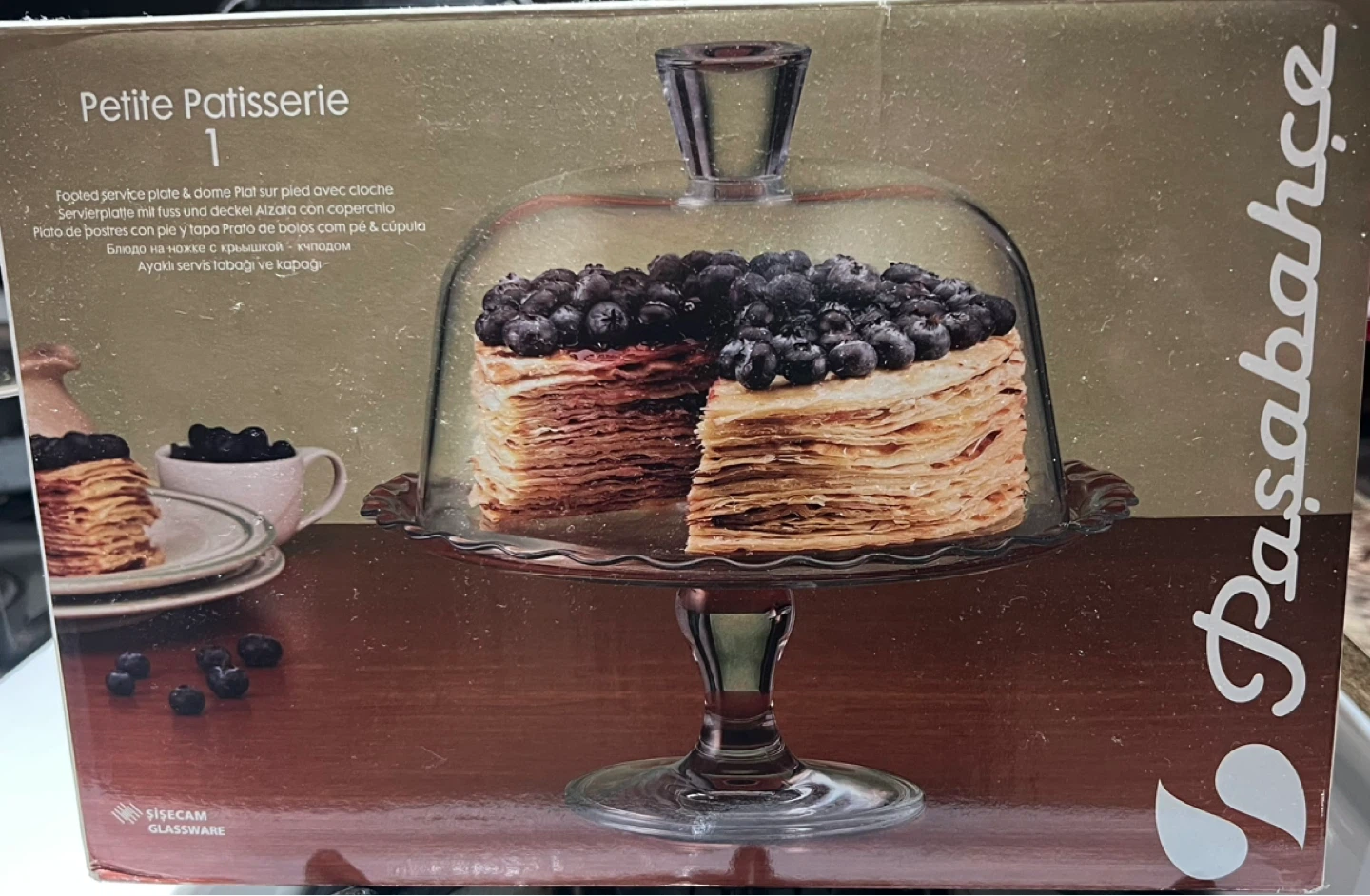 Paşabahçe Petite Patisserie Glass Cake Stand with Dome