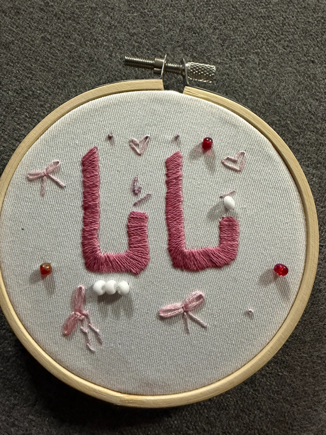 Hand-Embroidered "Naya" Hoop Art with Beads and Bows - photo 5