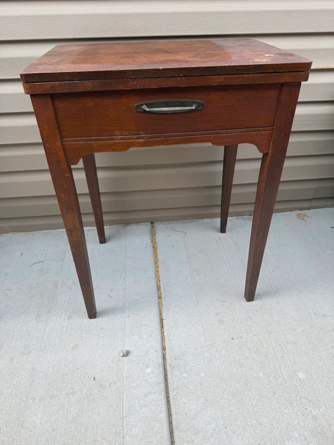 Vintage Wooden Side Table with Drawer - photo 4