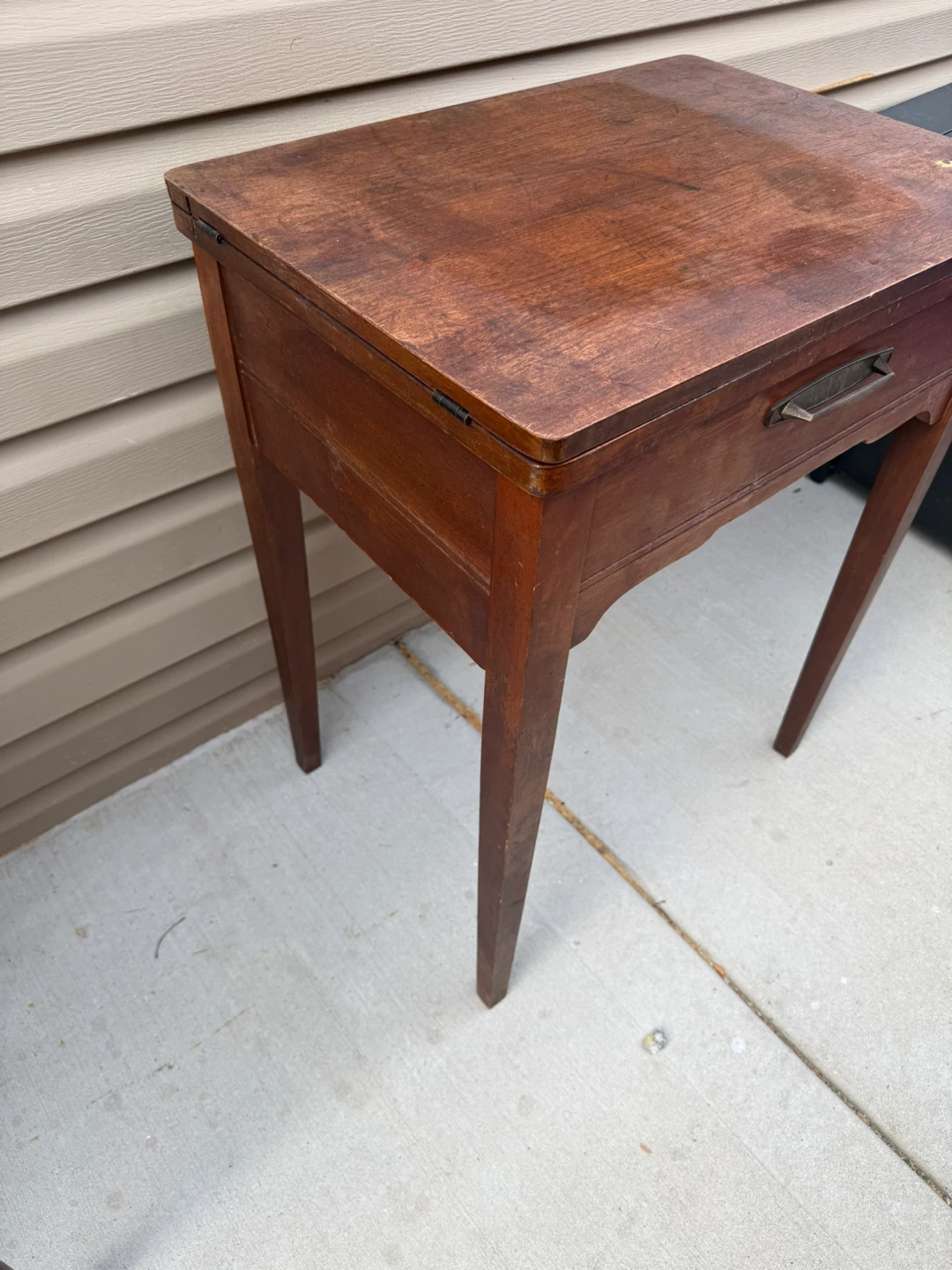 Vintage Wooden Side Table with Drawer - photo 2